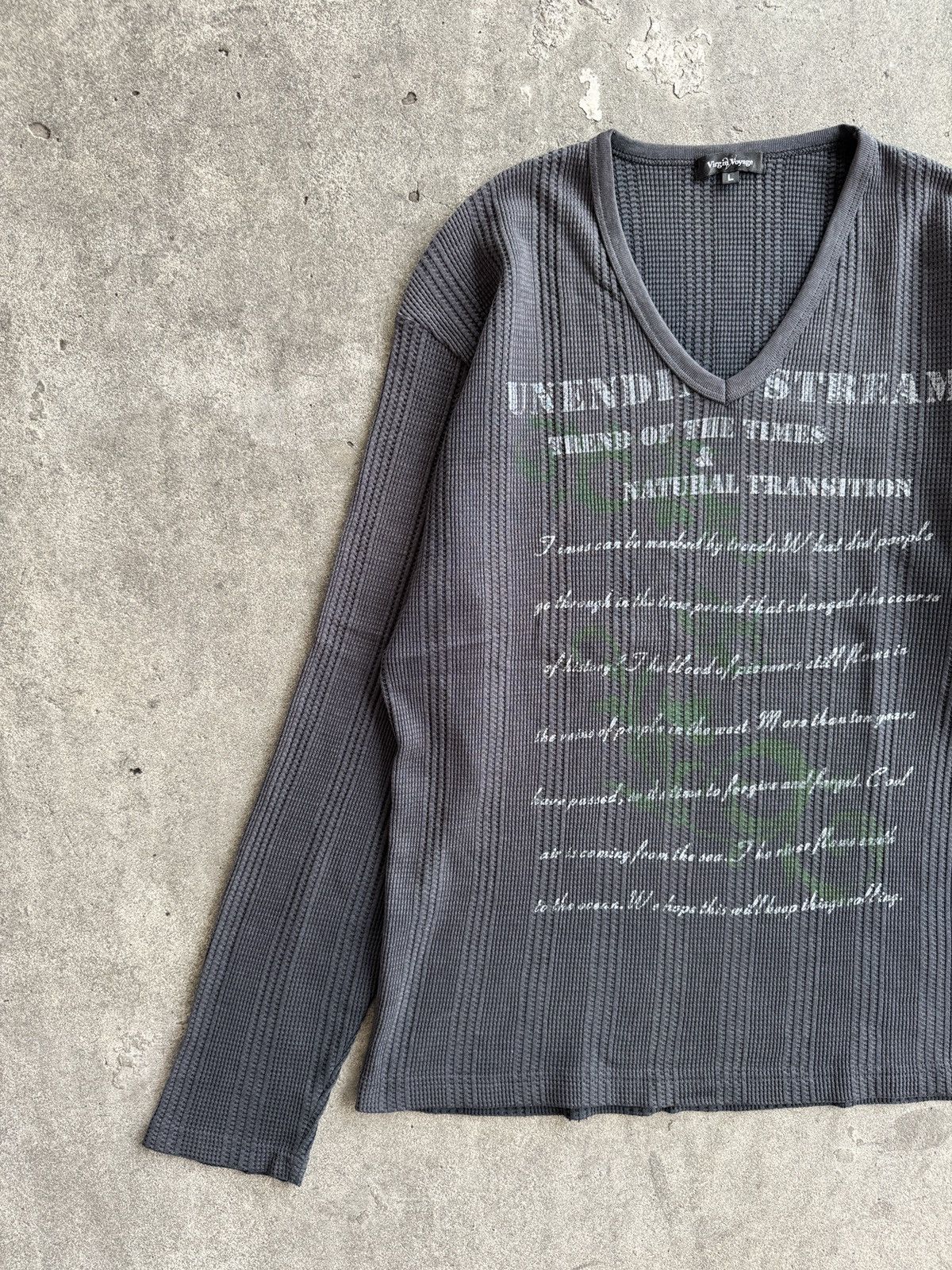 Japanese Brand Virgin Voyage Poem Knit LS Tshirt Size US M / EU 48-50 / 2 - 2 Thumbnail