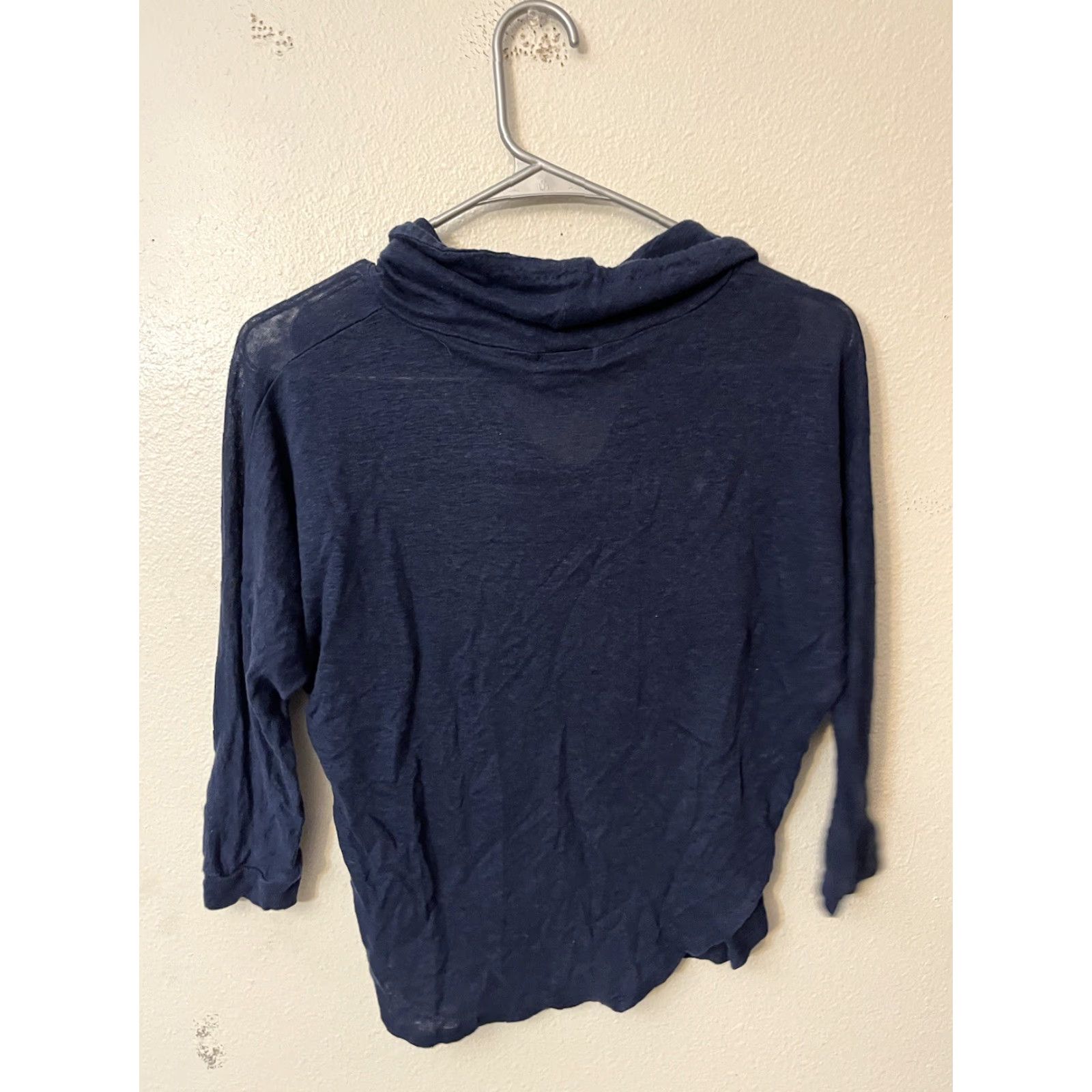 Vintage C&C California Cowl Neck Linen Blouse Women Size Small Navy Blue Size S / US 4 / IT 40 - 3 Thumbnail