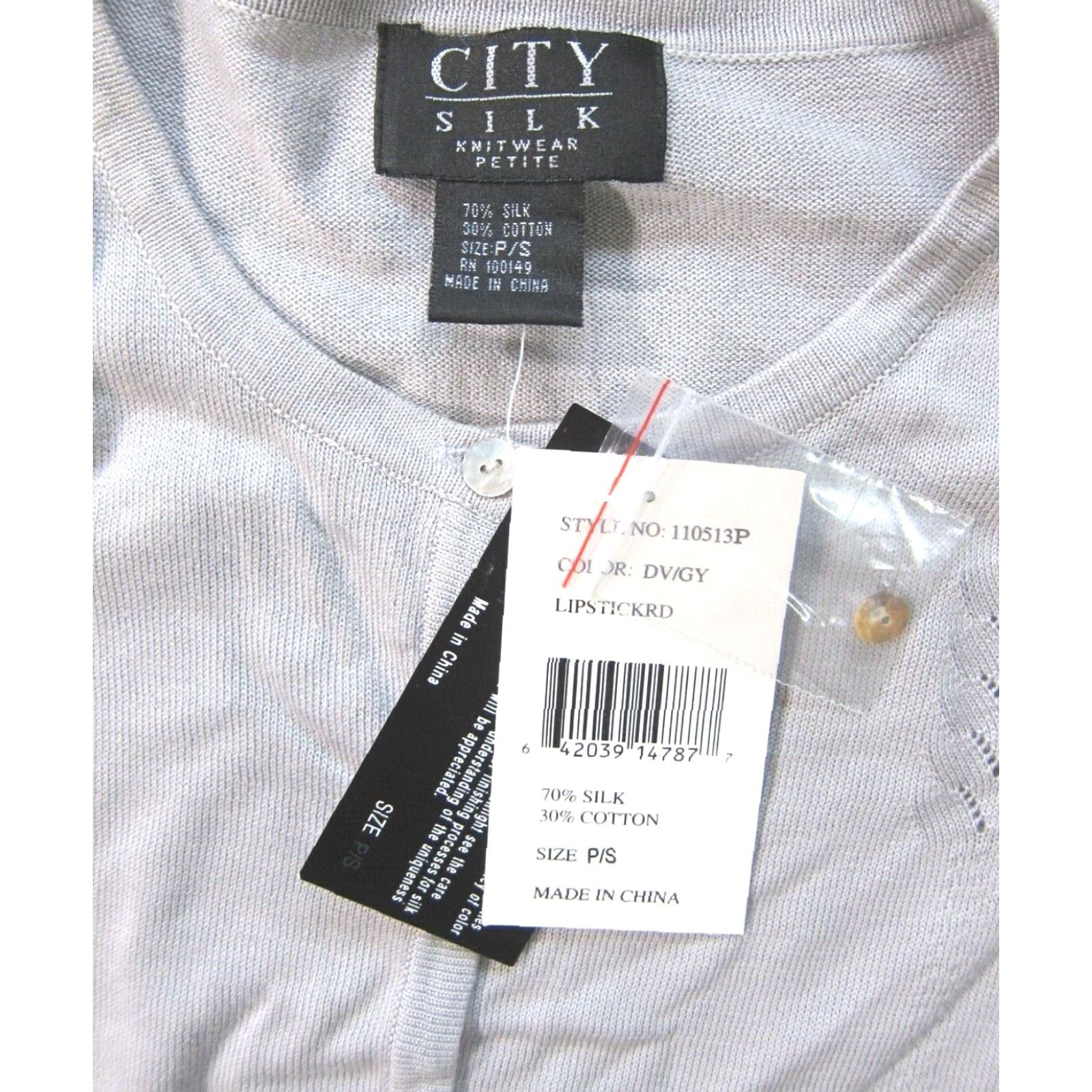 Vintage NWT City Silk Cotton Lightweight Grey Button Down Long Sleeve Cardigan Sweater Petite Small Size S / US 4 / IT 40 - 3 Thumbnail