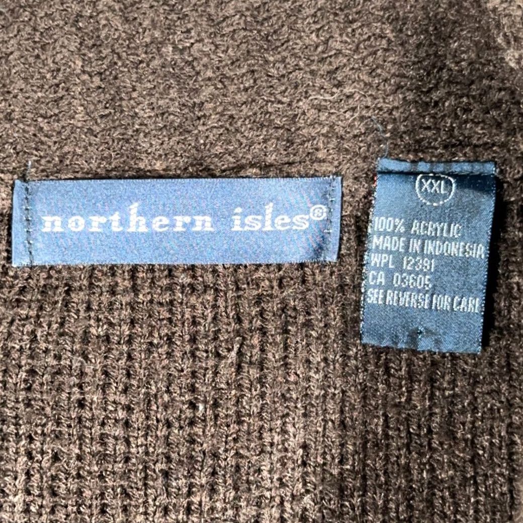 Vintage VINTAGE Northern Isles Sweater Adult XL Brown Cardigan Zip Rib Knit 90s Mens Size US XL / EU 56 / 4 - 4 Thumbnail