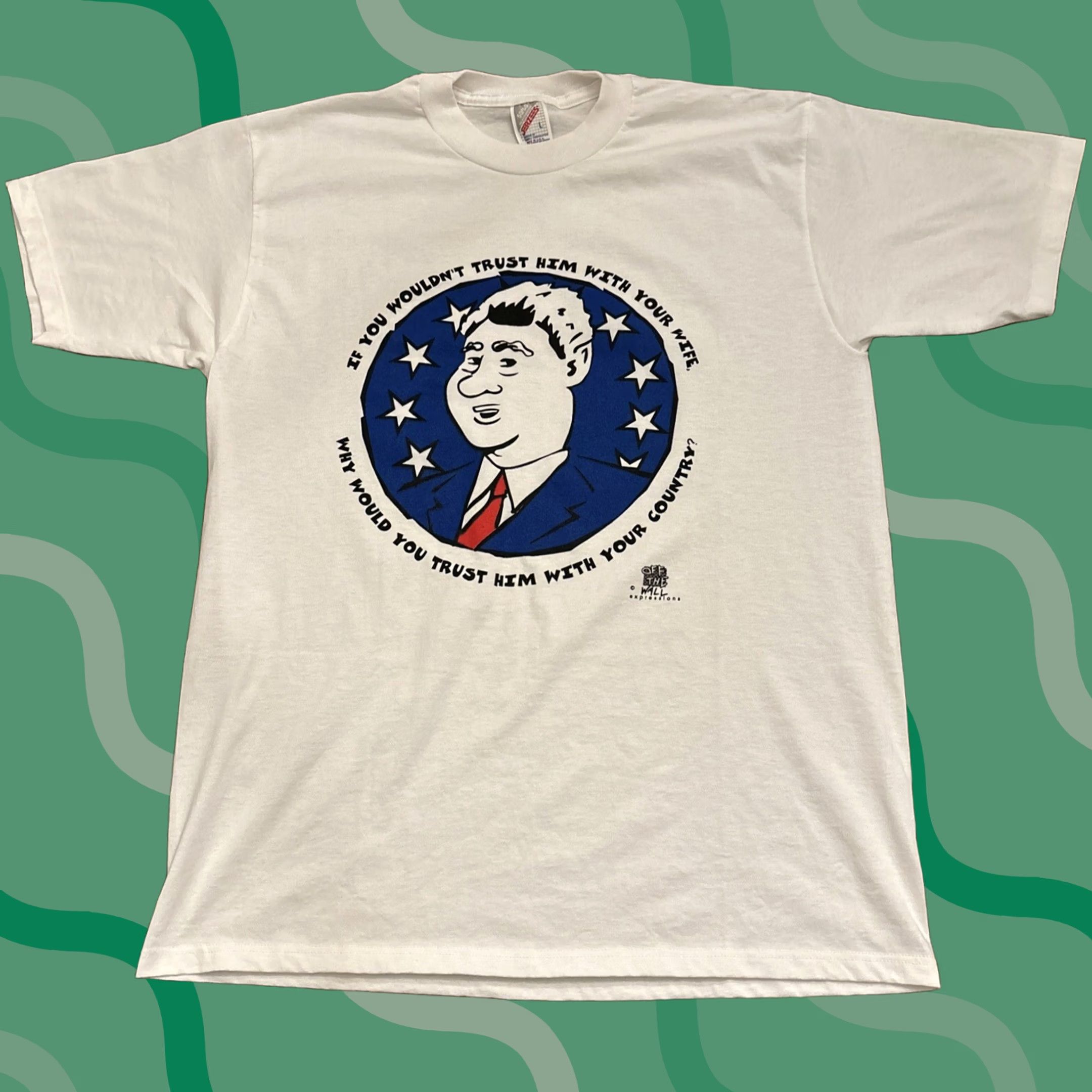 Jerzees VINTAGE Bill Clinton Funny T Shirt L Mens White Jerzees | Tshirt | Adult L | EUC Size US L / EU 52-54 / 3 - 1 Thumbnail