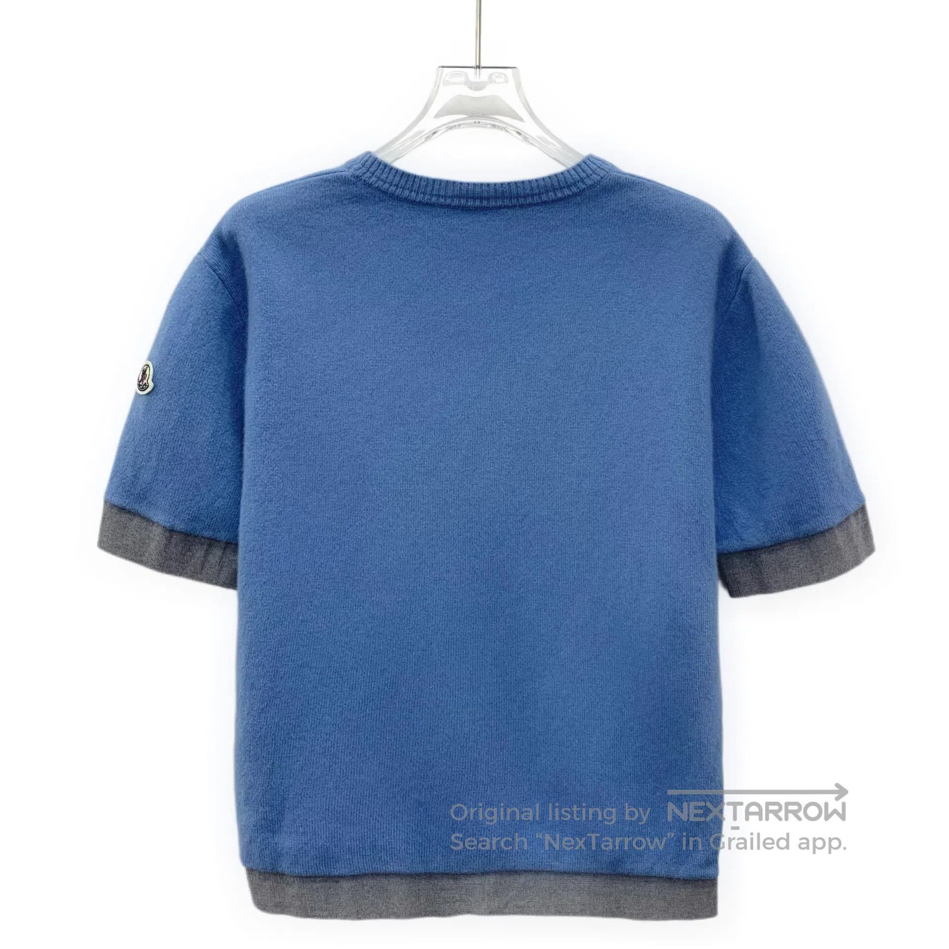 Moncler Moncler Blue Logo Patch Wool Round Neck Short Sleeve T-Shi Size US S / EU 44-46 / 1 - 2 Thumbnail