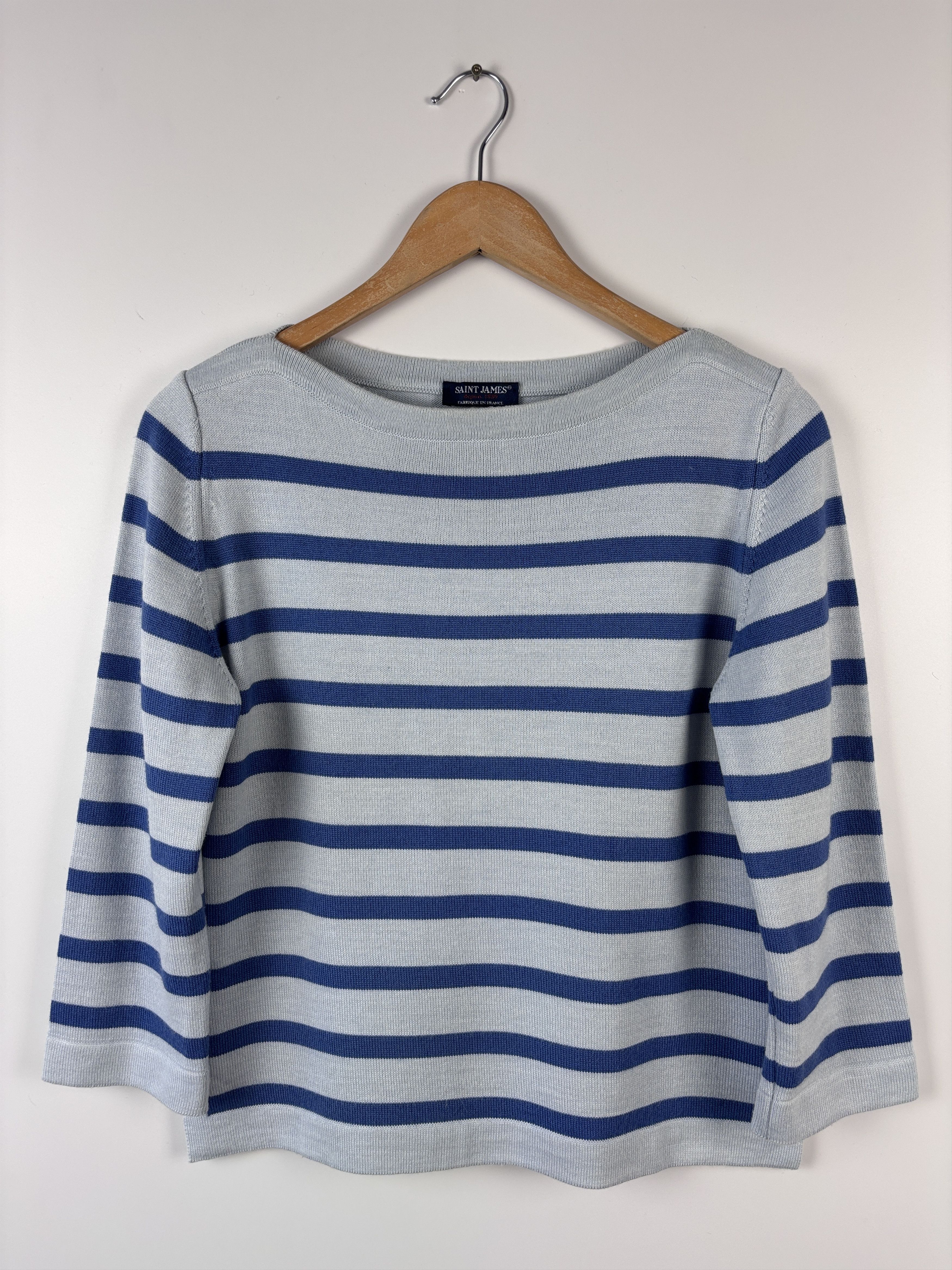 Saint James × Vintage Saint James Striped 3/4 Sleeve Sweater Wool Jumper US 8 (S) Size M / US 6-8 / IT 42-44 - 1 Thumbnail