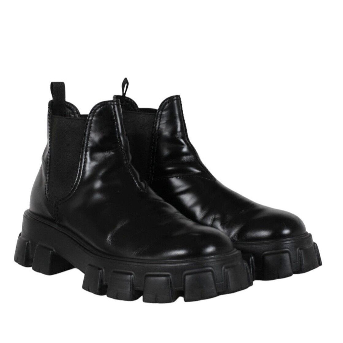 Prada Monolith Chelsea Boots Black Leather - 02511B Size US 11 / EU 44 - 16 Thumbnail