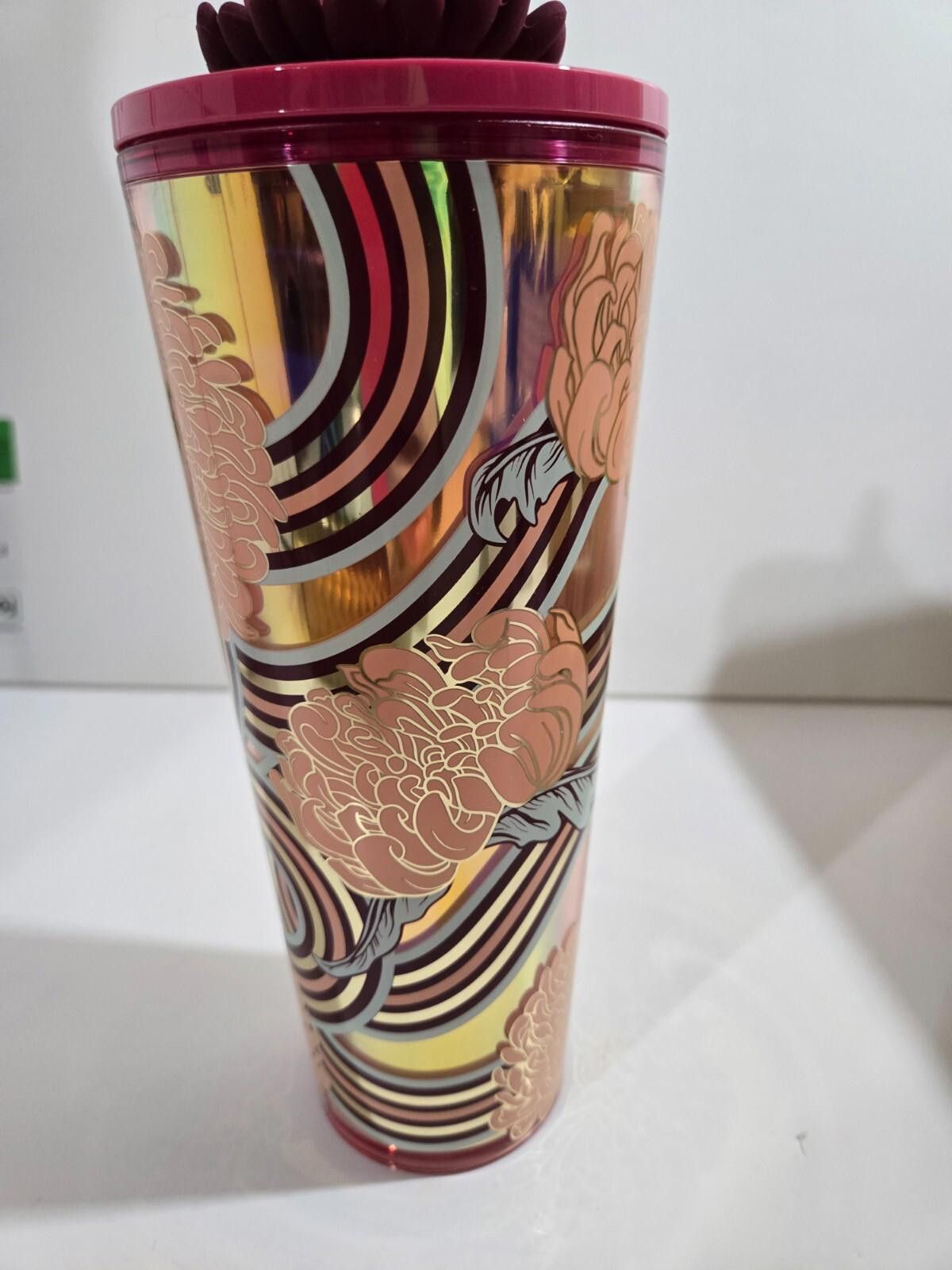 Designer Starbucks Christmas Tumbler Gold Flower Floral 24 oz NWT Size ONE SIZE - 4 Thumbnail