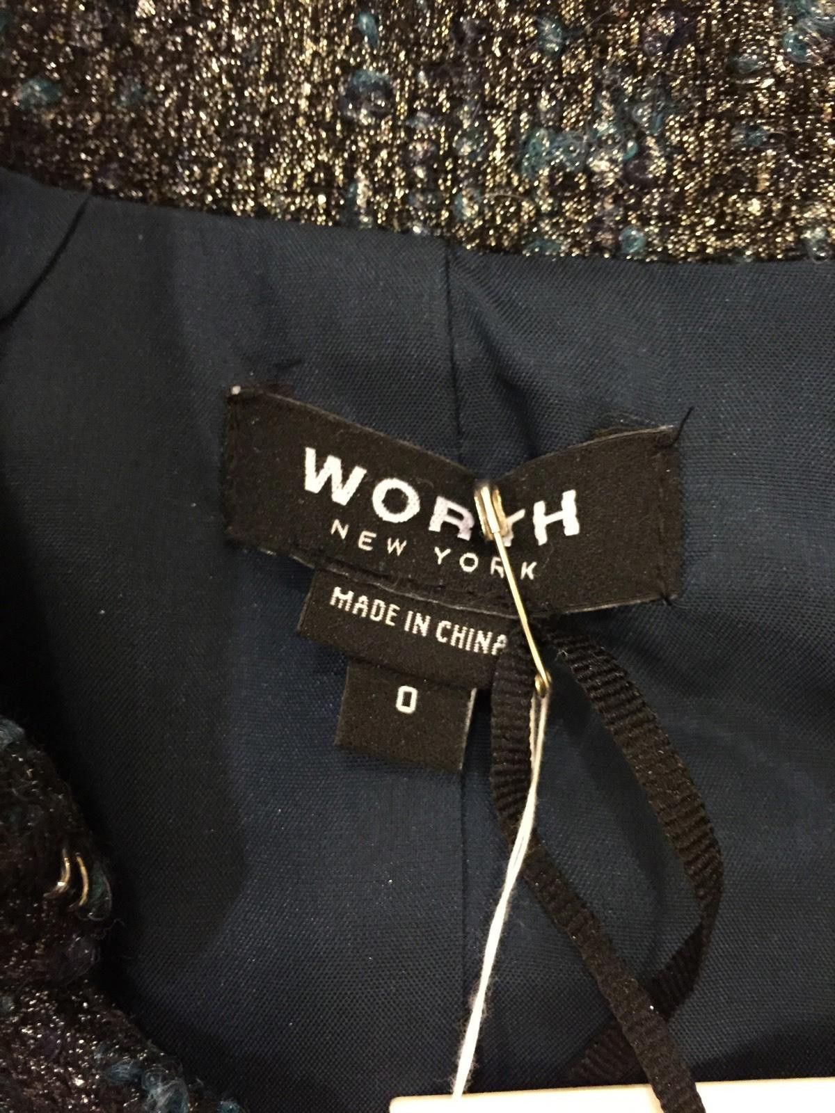 Worthington Worth New York Peacock Lurex Boucle Chic Jacket Ret$698 Sz 0 Size XS / US 0-2 / IT 36-38 - 11 Thumbnail