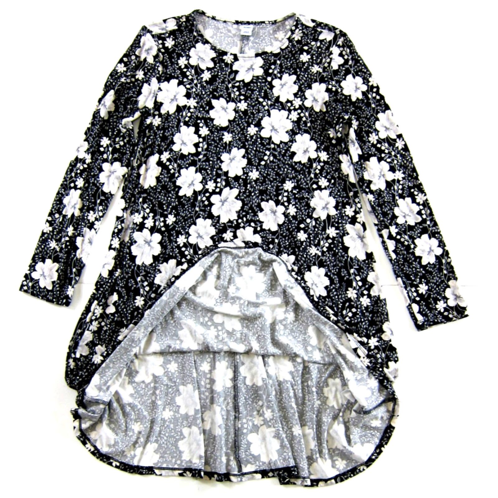 Old Navy Old Navy Dress Shirt S Womens Jersey Maxi Shift Tunic Floral Black Grey White Long Sleeve Size S / US 4 / IT 40 - 5 Thumbnail