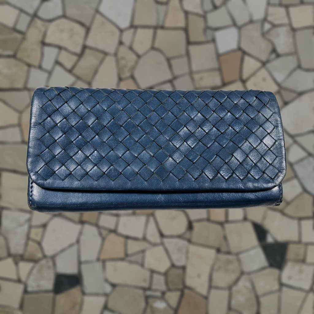 Vintage MIC Wallet Women Blue Leather Full Size Leather Wallet Snap RF 7.5x4 Size ONE SIZE - 1 Thumbnail