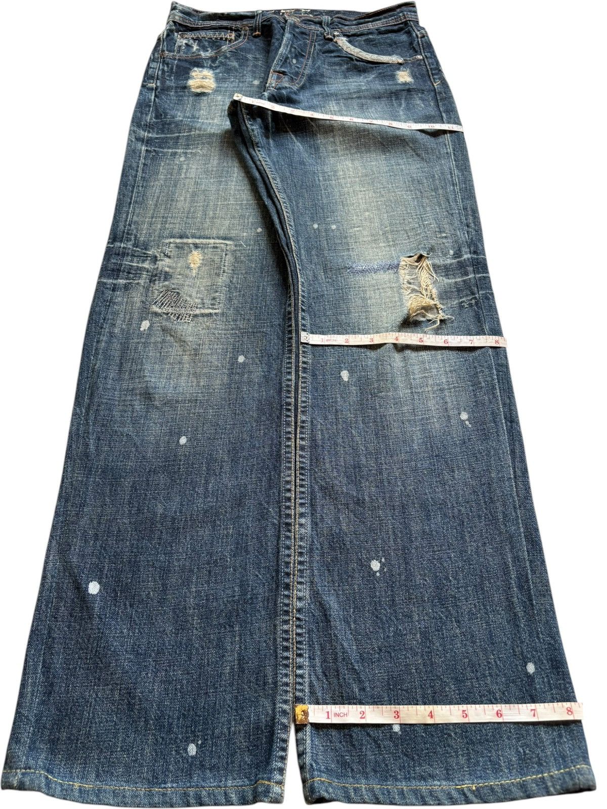 Other Vintage 575 Painted Mud Wash Patch Distress Baggy Jeans Size US 29 - 14 Thumbnail