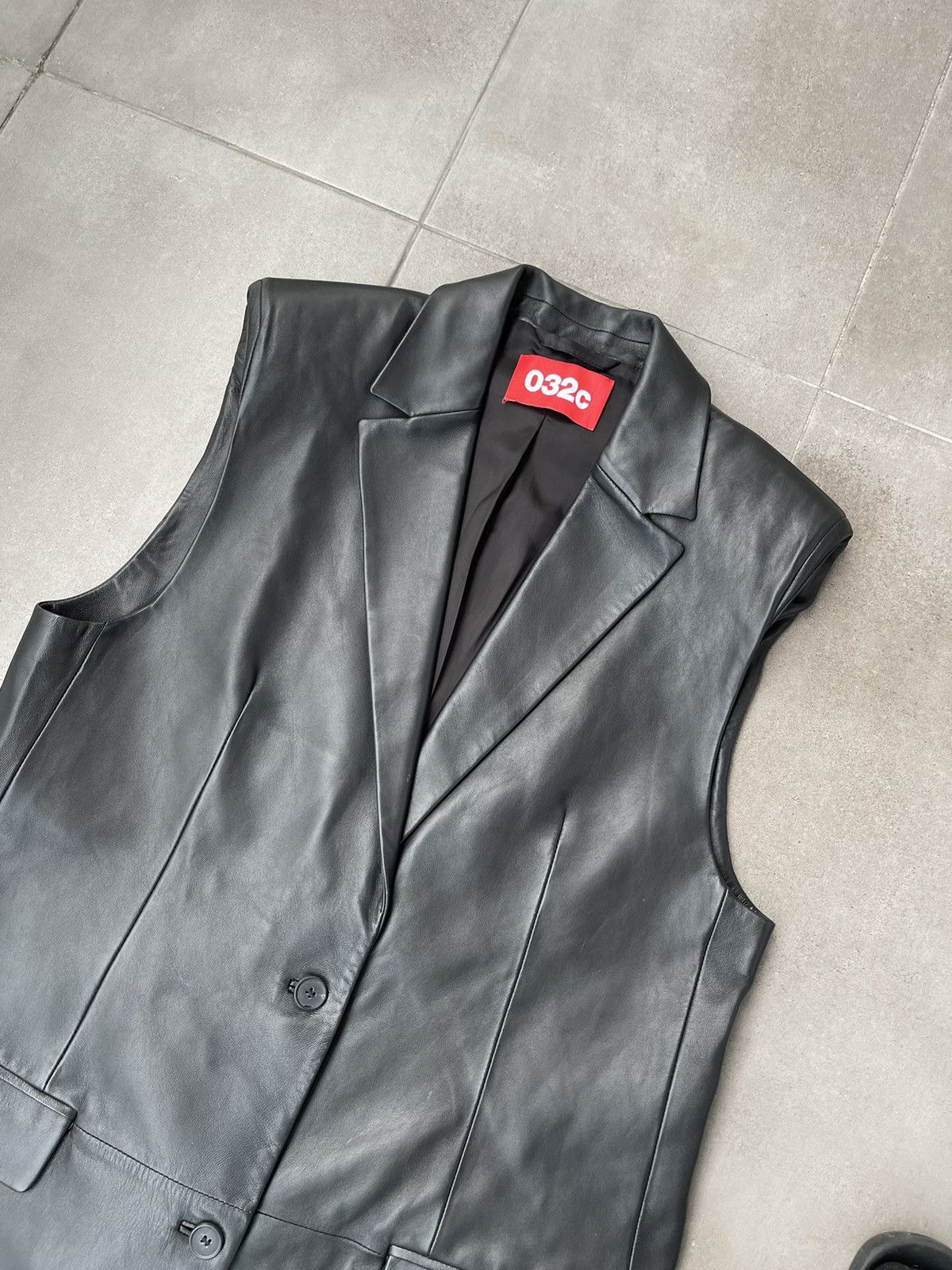 032c !DS! FW22 032c Black Leather Sleeve Less Vest Top Size US M / EU 48-50 / 2 - 6 Thumbnail