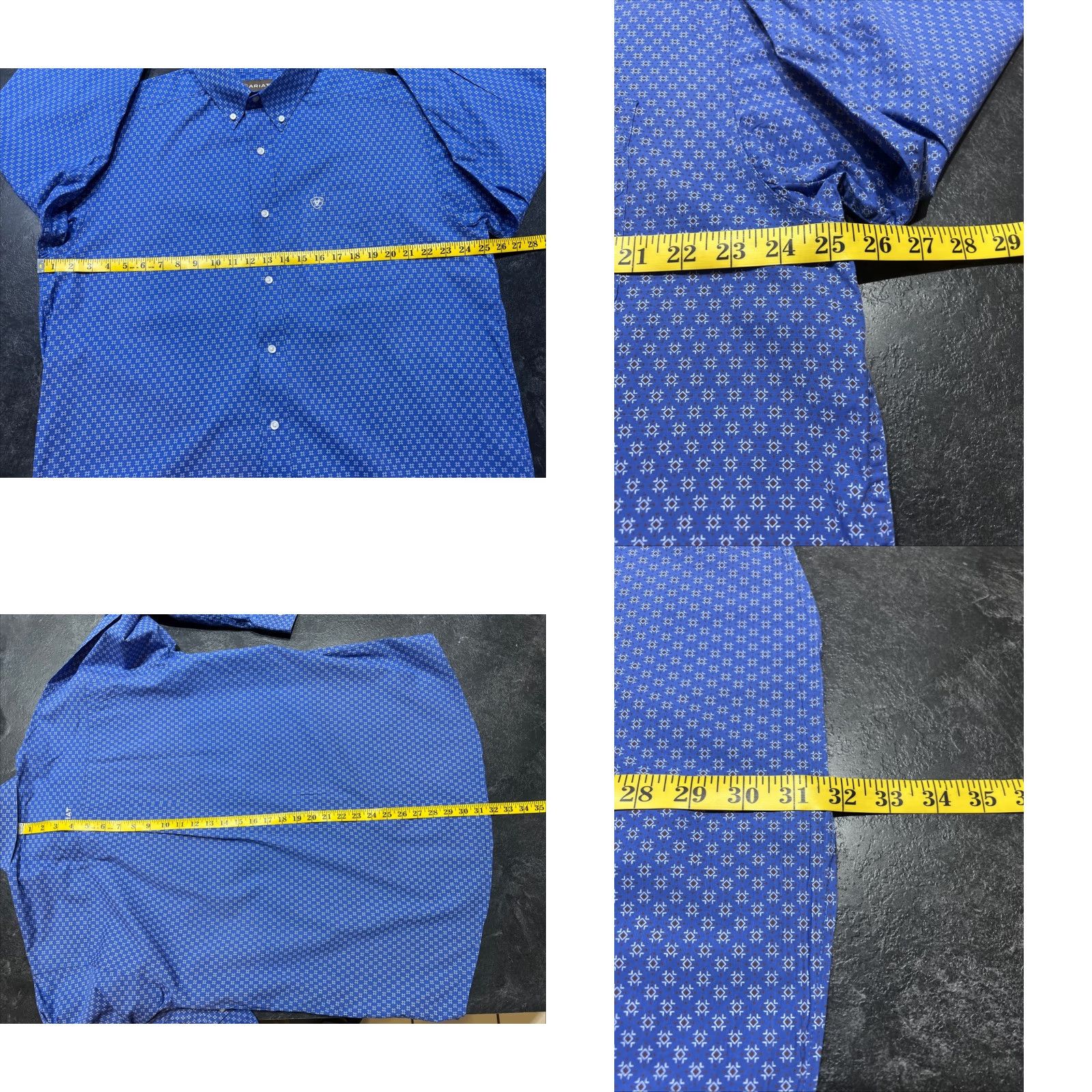 Ariat Ariat Button-Up Shirt Geometric Embroidered Long Sleeve Blue Size L Men's Size US L / EU 52-54 / 3 - 8 Thumbnail