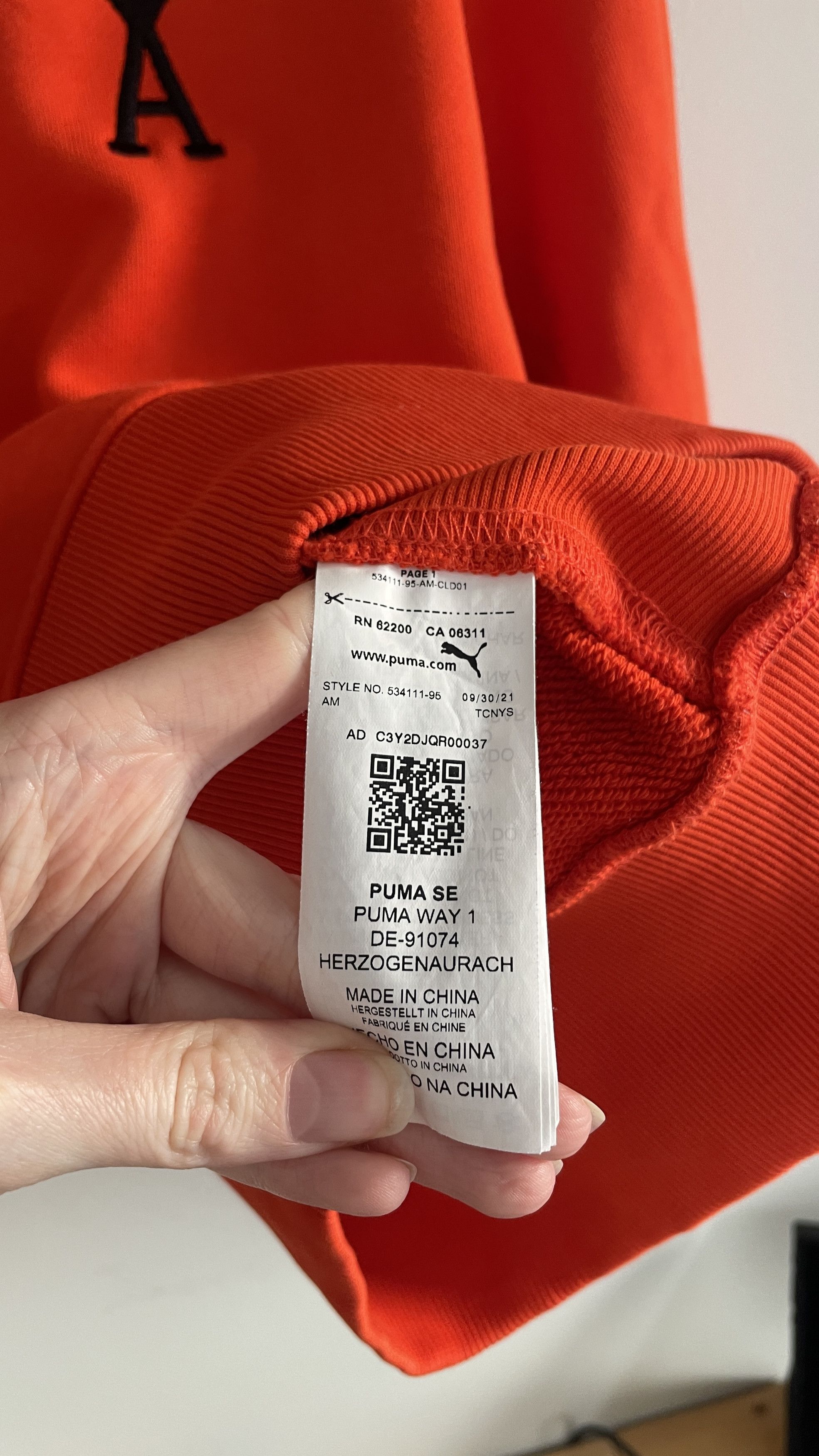 Puma ORANGE SWEAT-SHIRT PUMA AMI PARIS (XS) Size XS / US 0-2 / IT 36-38 - 5 Thumbnail