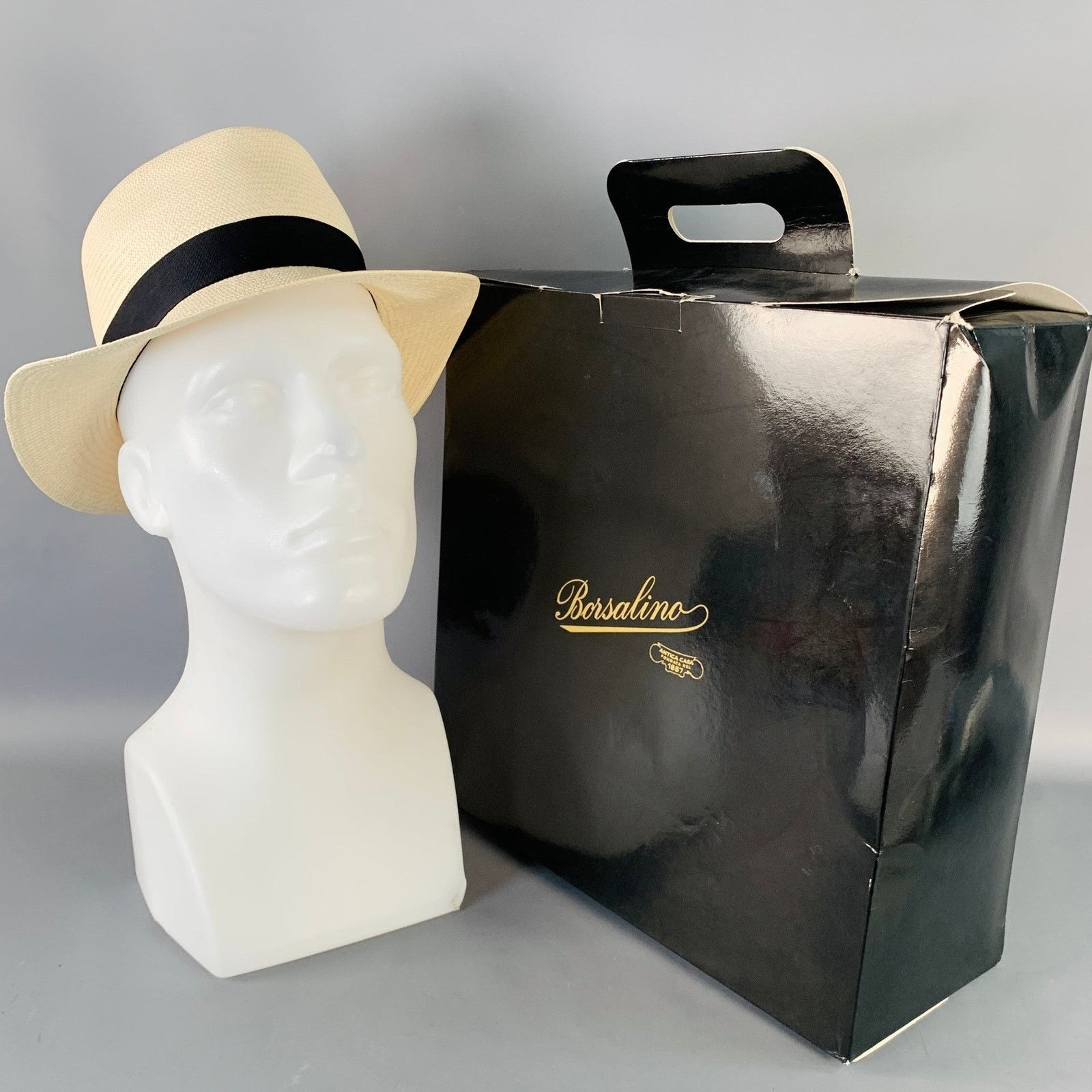 Borsalino BORSALINO Size S Beige Black Straw Fedora Size ONE SIZE - 10 Thumbnail