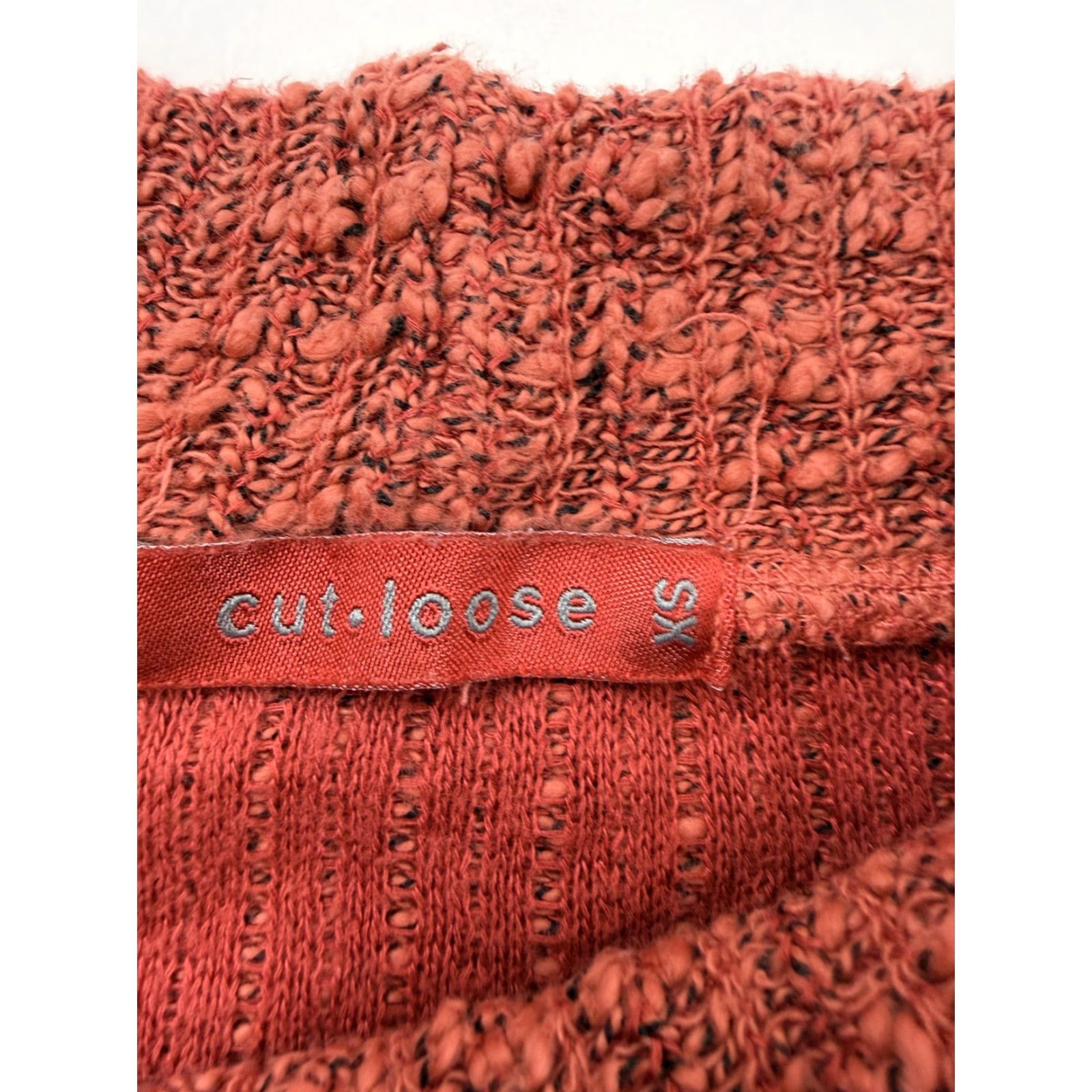 Vintage Cut Loose Sweater Tunic Womens XS Red Textured Knit Mock Neck Pockets Top Size XS / US 0-2 / IT 36-38 - 5 Thumbnail