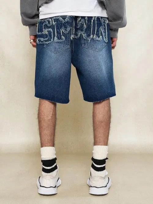 Jean Jeans Denim Shorts Jorts Graphic Drip Size US 33 - 1 Thumbnail