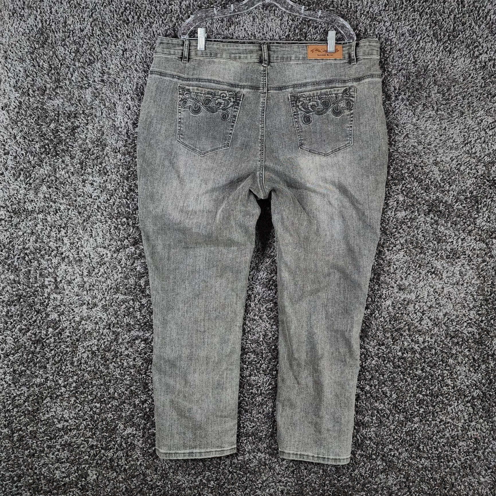 Vintage Suzanne Betro Jeans Women Size 22 Gray Mid Rise Seamed Slit Front Ankle Skinny Womens Size 40" / US 18 - 7 Thumbnail