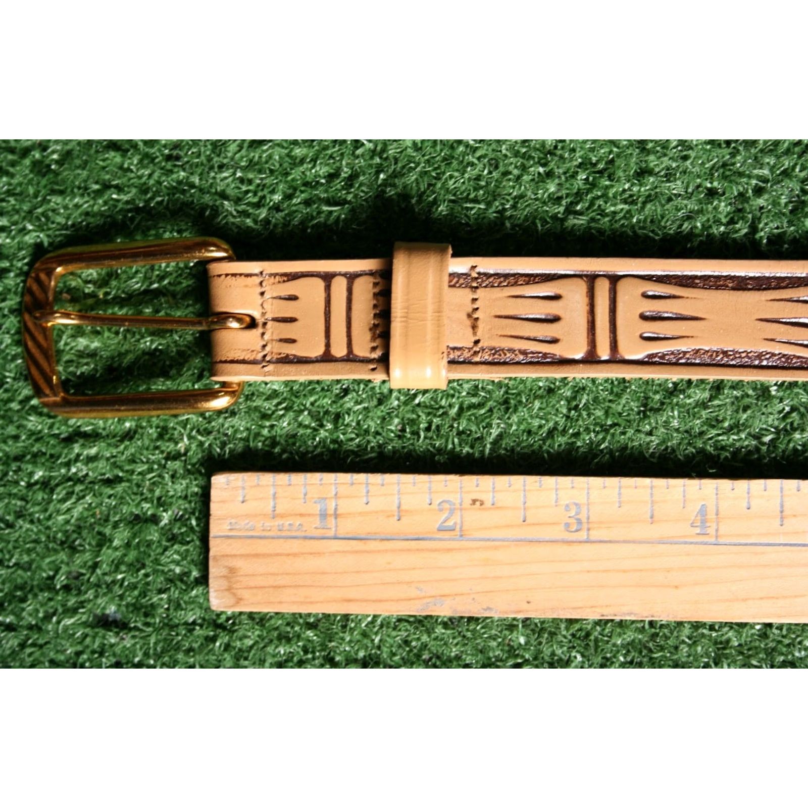 Vintage VINTAGE GLICK Belt Skinny Leather Tan Sz. 38 (Shortened) Women Size ONE SIZE - 3 Thumbnail