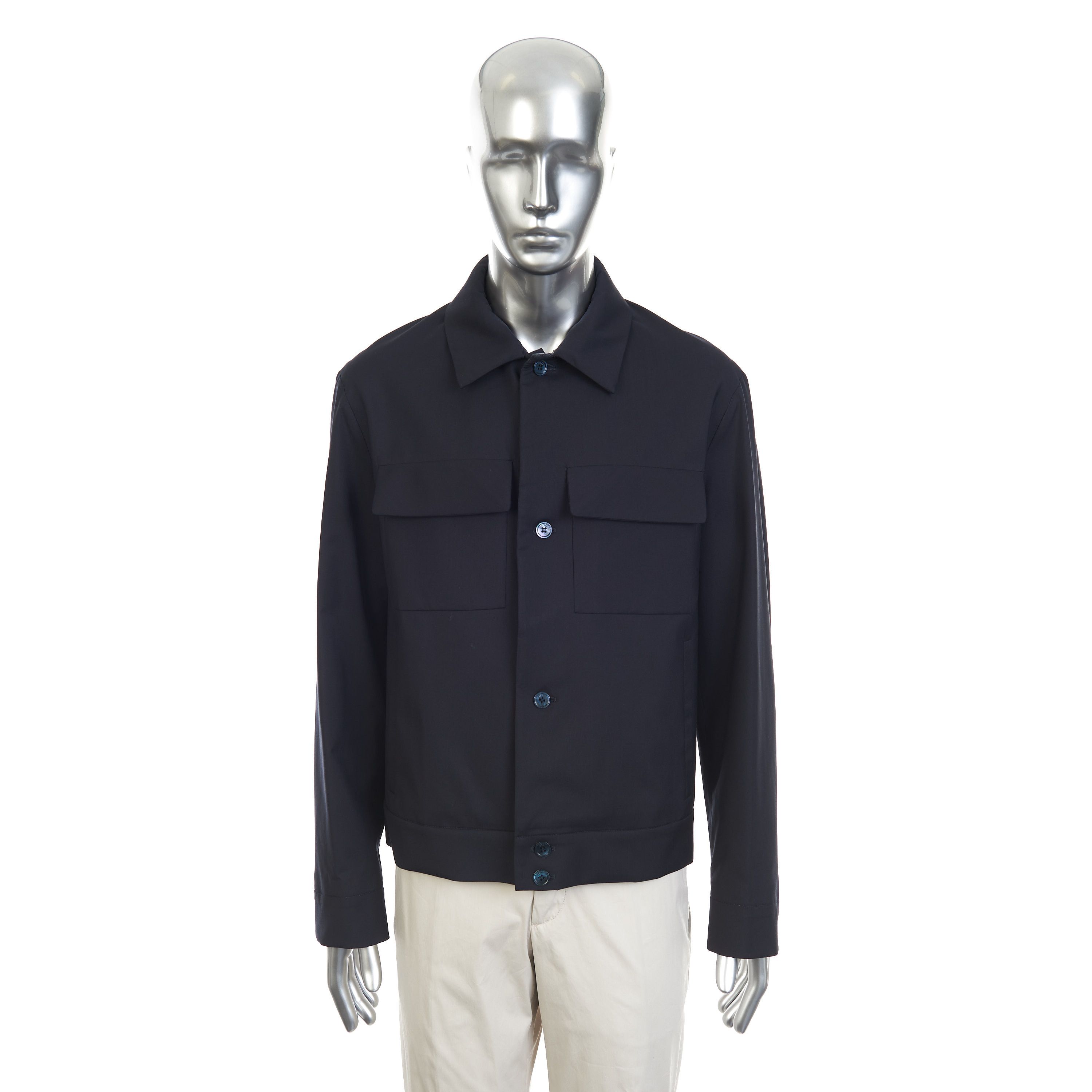 Zilli Dark Navy Bomber Jacket with Woven Leather Collar Size US M / EU 48-50 / 2 - 1 Thumbnail