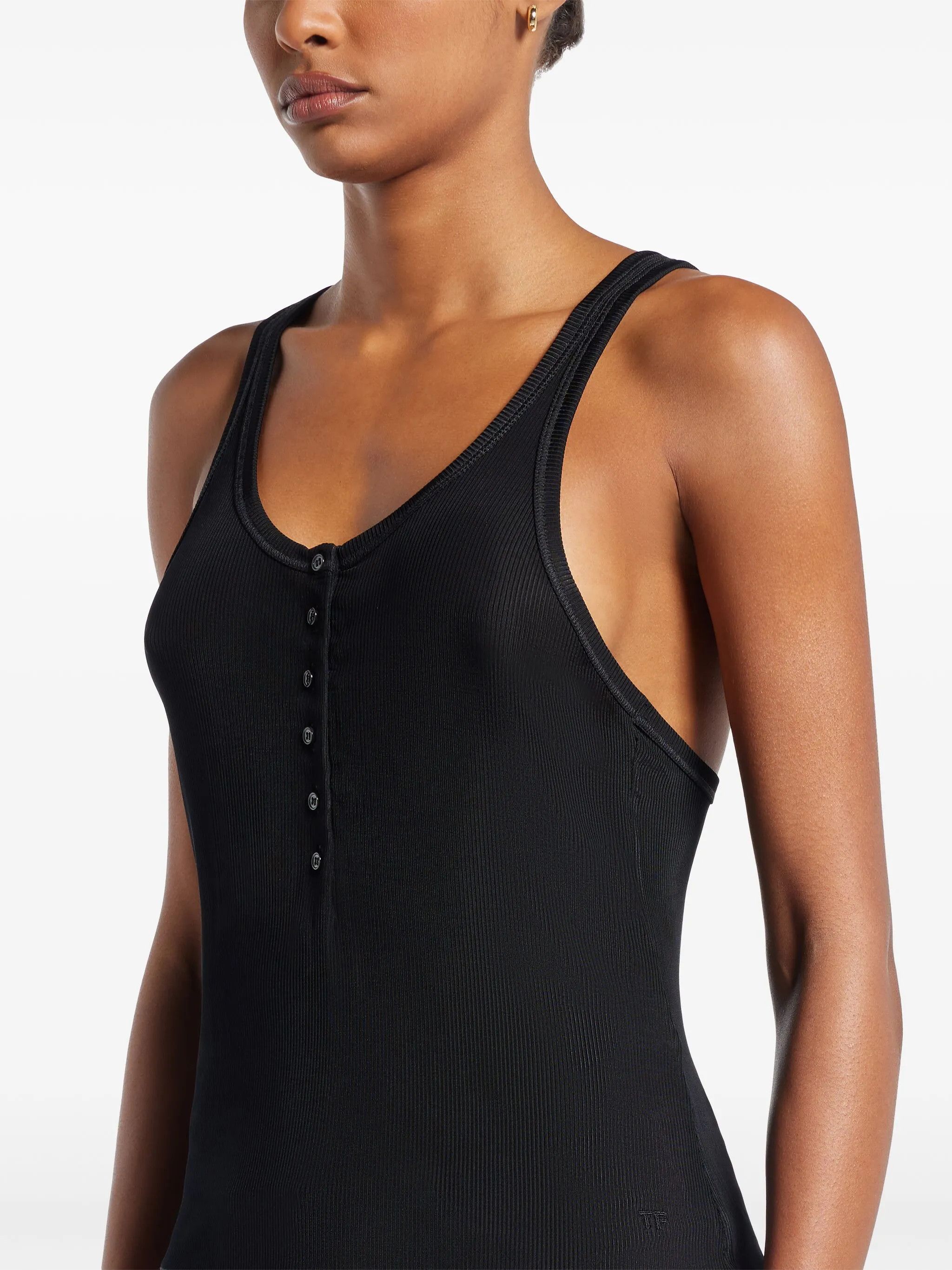 Tom Ford o1w1db10525 TSJ572 Ribbed Jersey Tank Top in Black Size XS / US 0-2 / IT 36-38 - 5 Thumbnail
