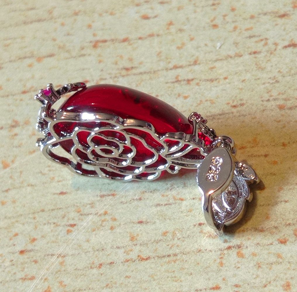 Designer × Japanese Brand × Vintage Vintage Floral Garnet Pendant Silver Necklace Chrome Rave Size ONE SIZE - 3 Thumbnail