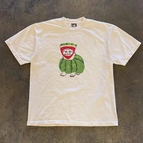 VIBE White street retro fun watermelon cat print t-shirt Size US M / EU 48-50 / 2 - 4 Thumbnail