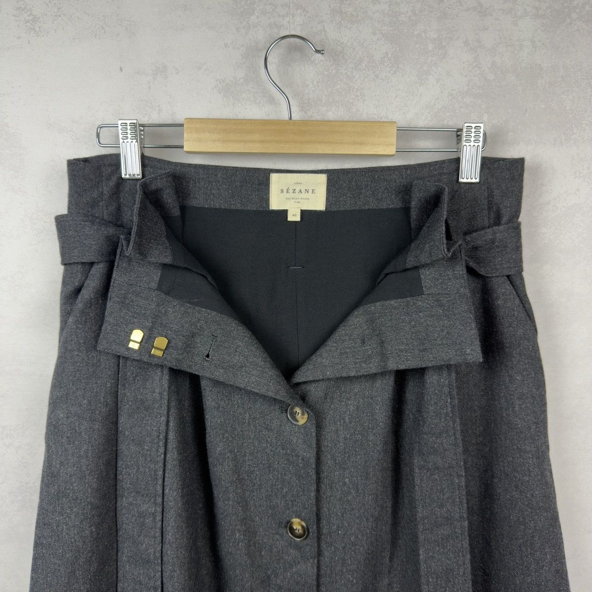 Sezane Sezane Mid-Length Wool Viscose Poly Belted Skirt Size 40 Size 28" / US 6 / IT 42 - 6 Thumbnail