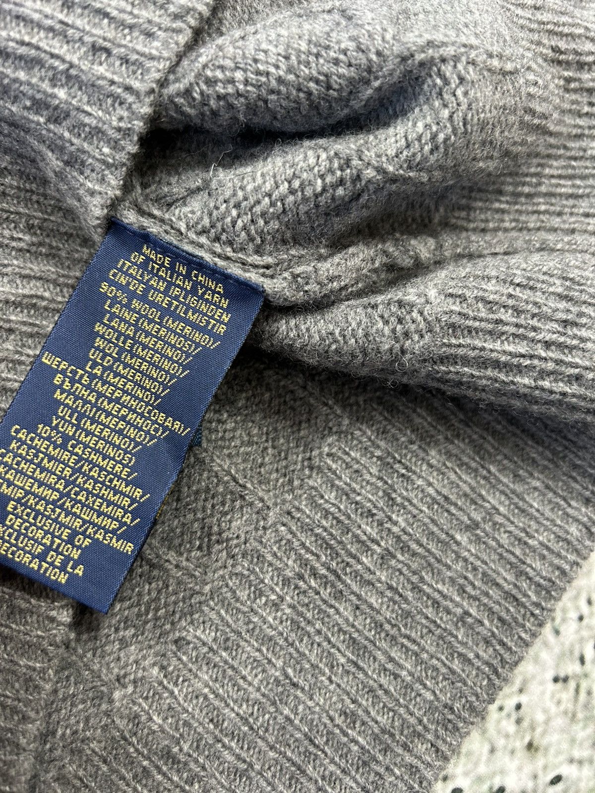 Polo Ralph Lauren × Ralph Lauren × Vintage Polo Ralph Lauren grey wool cashmere sweater vintage knit Size L / US 10 / IT 46 - 5 Thumbnail