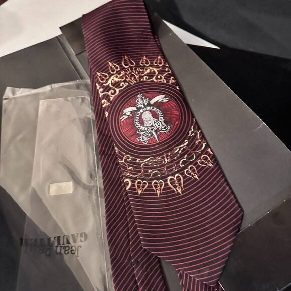 Jean Paul Gaultier Jean Paul Gaultier Absolut Sweden Silk NWT Tie RARE Maroon R Size ONE SIZE - 3 Thumbnail