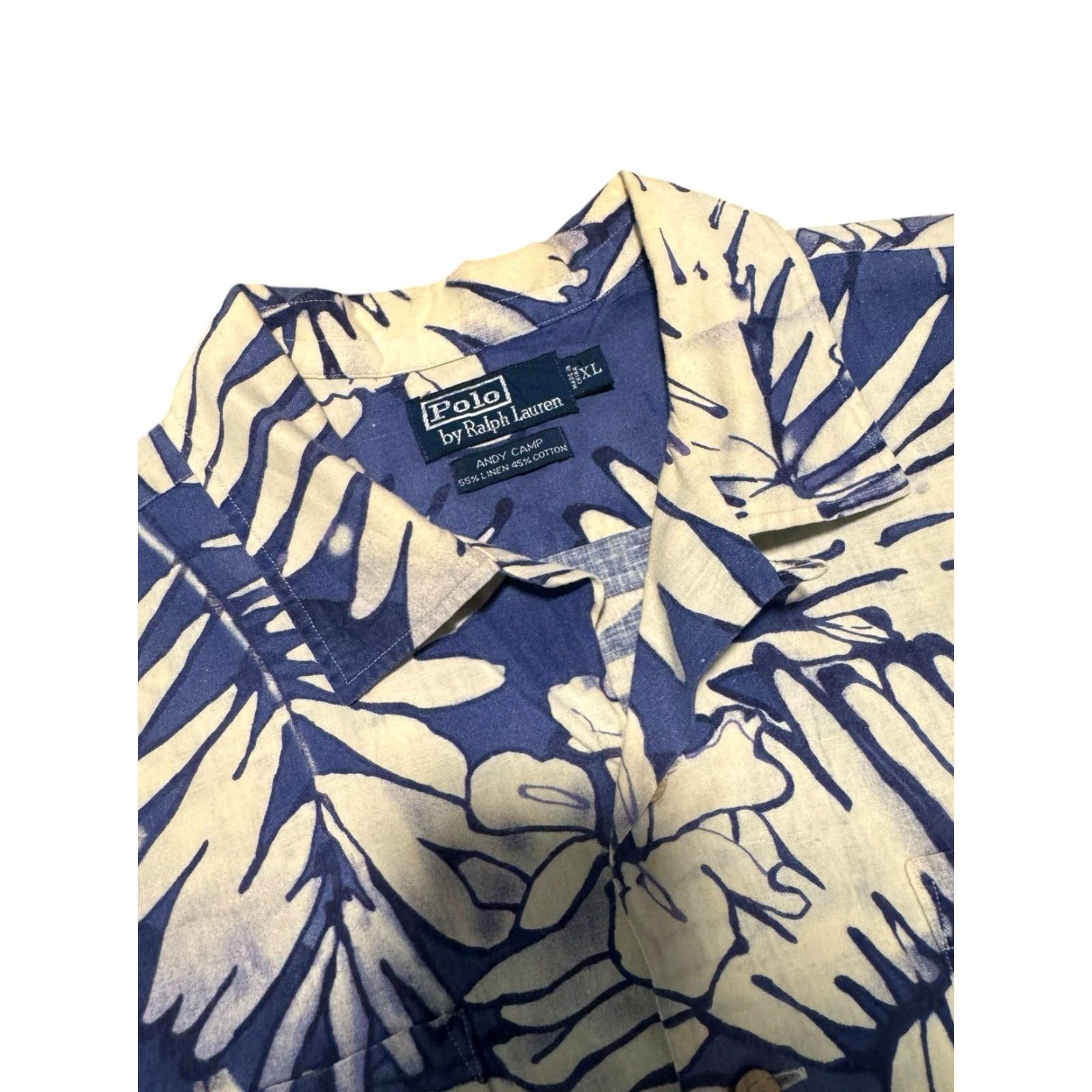 Polo Ralph Lauren VTG Polo Ralph Lauren Shirt Mens XL Blue Floral Camp Linen Blend Andy Camp Loop Shirt Size US XL / EU 56 / 4 - 4 Thumbnail
