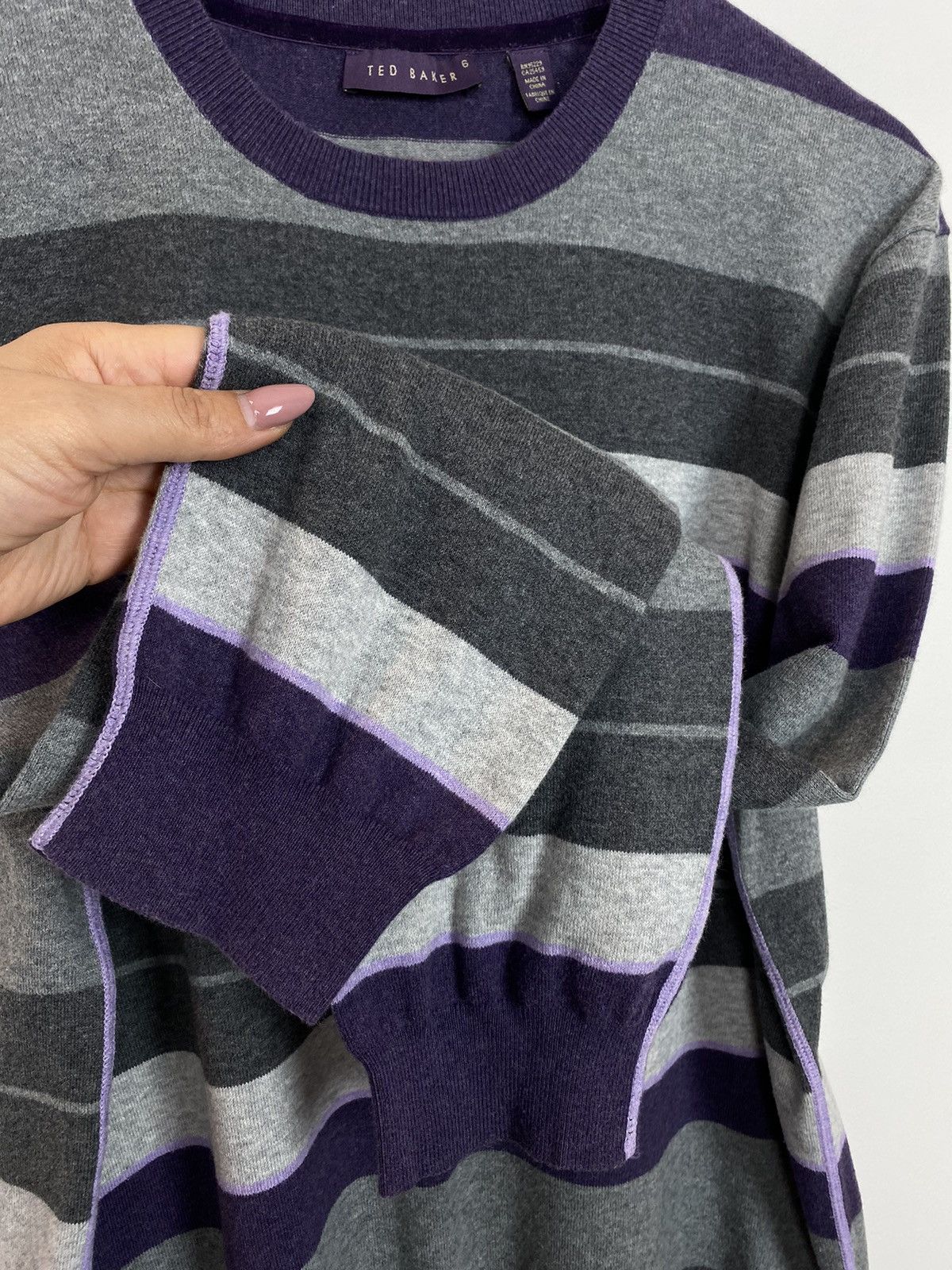 Ted Baker Ted Baker Purple Label Jumper Sweater Strip Wool Long Sleeve Size US L / EU 52-54 / 3 - 4 Thumbnail