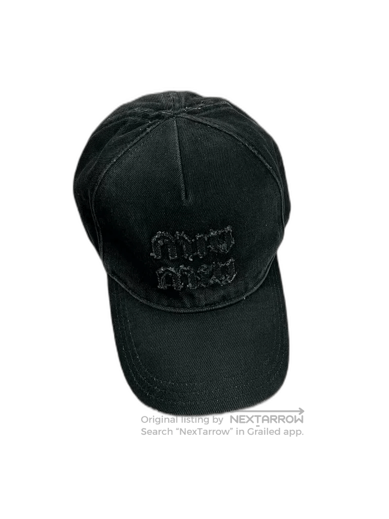 Miu Miu Miumiu Distressed Baseball Cap in Black. Size ONE SIZE - 1 Thumbnail