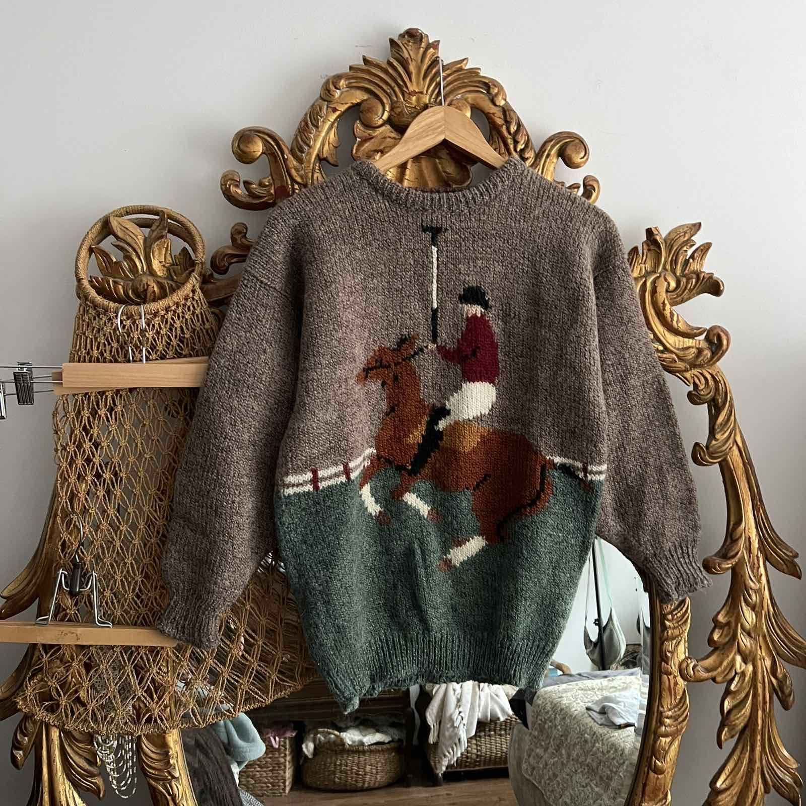 Vintage Vintage knitted full print sweater horse cowboy Sz S Size US S / EU 44-46 / 1 - 1 Thumbnail