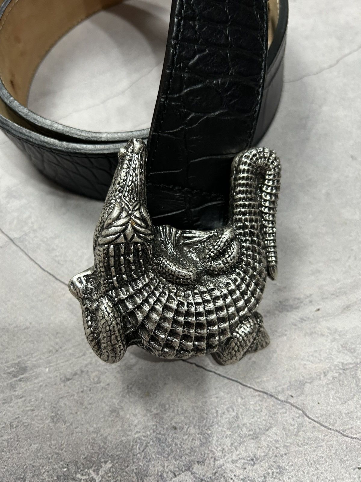Japanese Brand Vintage Amapola Crocodile Alligator leather belt Size ONE SIZE - 2 Thumbnail