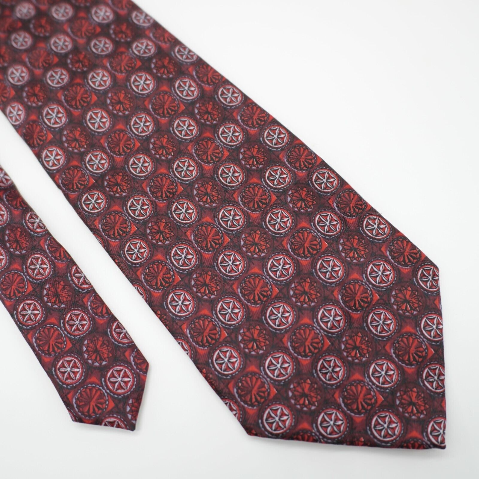 Pierre Cardin Pierre Cardin Red Geometric Print Wide Silk Tie Size ONE SIZE - 1 Thumbnail