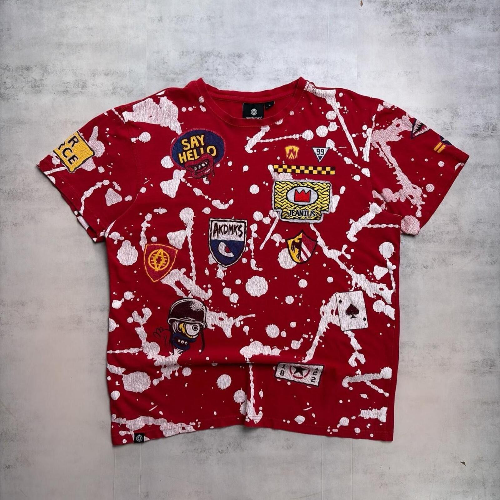 Akademiks Y2K Red Akademiks Grunge AOP Skater Gothic T-Shirt Size US L / EU 52-54 / 3 - 1 Thumbnail
