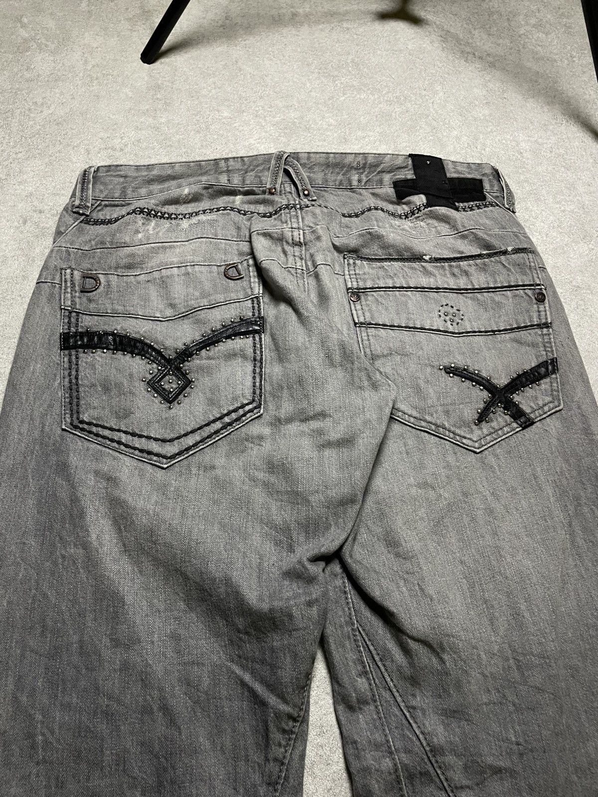 If Six Was Nine RNT23 Skull Destroyed glam denim w/ twisted seams & raw edge Size US 36 / EU 52 - 23 Thumbnail
