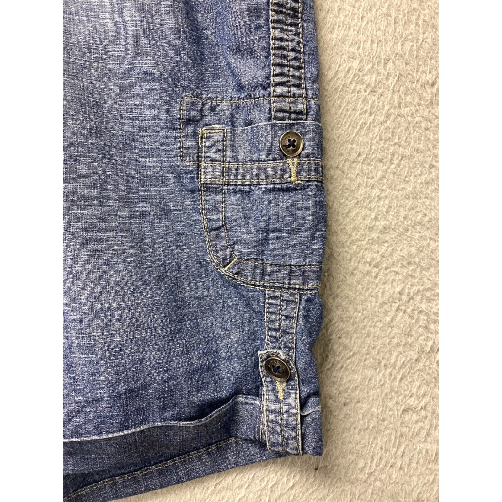 Denime VINTAGE Sonoma Women's Cargo Shorts 48 Waist 10 Inseam Blue Denim Zip Casual 70s 80s Size 42" / US 20 - 3 Thumbnail