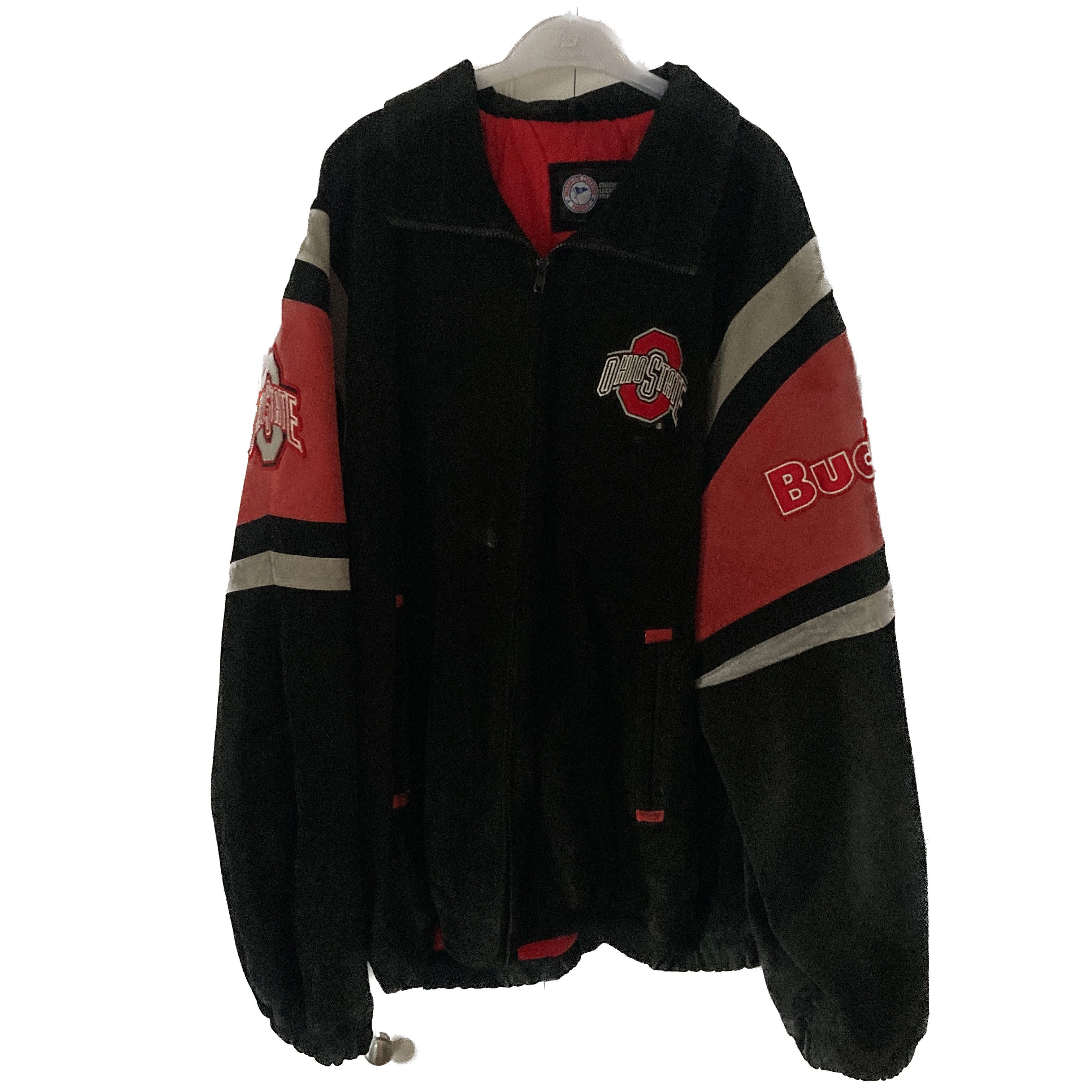 image of Collegiate x G Iii Ohio State Buckeyes 100% Leather Jacket in Scarlet/Gray/Black, Men's (Size XL)