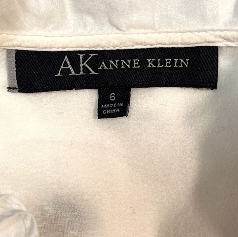 Anne Klein Anne Klein White Ruffle Neck Blouse Size 6 Puff Sleeve Top Size M / US 6-8 / IT 42-44 - 5 Thumbnail