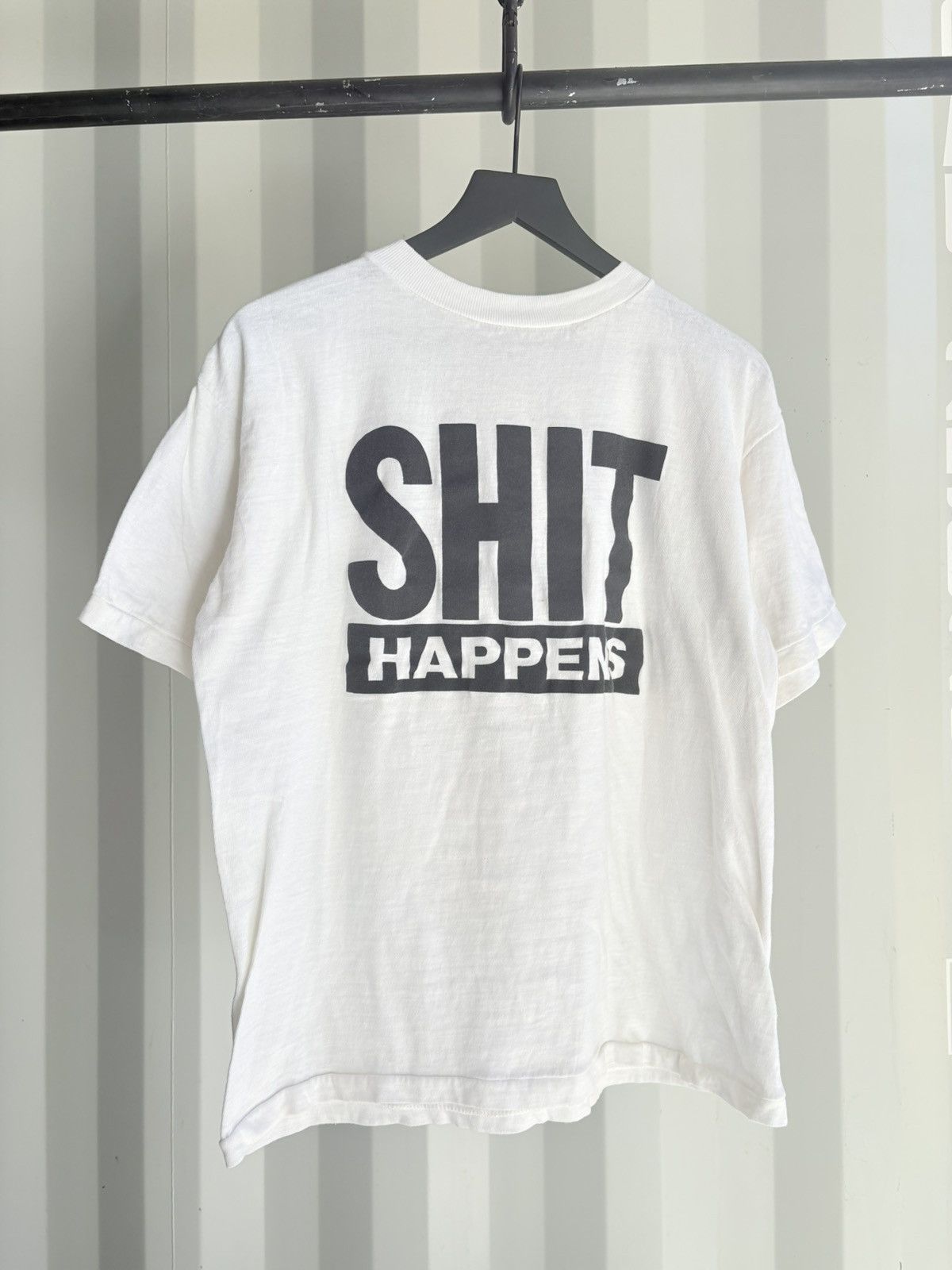 Vintage Thrashed Shit Happens Faded Distressed Shirt GRUNGE Size US XL / EU 56 / 4 - 1 Thumbnail