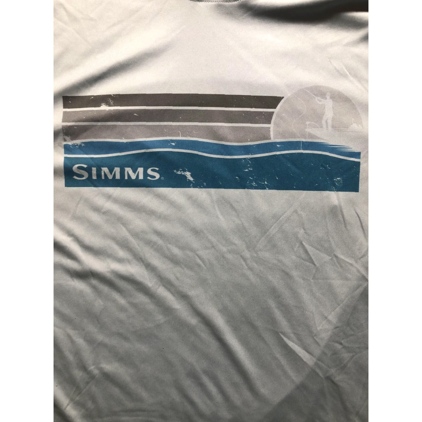 Vintage Simms Shirt Mens M Light Gray Hooded Long Sleeve Fishing Performance Pullover Graphic Print Crew Neck Size US M / EU 48-50 / 2 - 6 Thumbnail