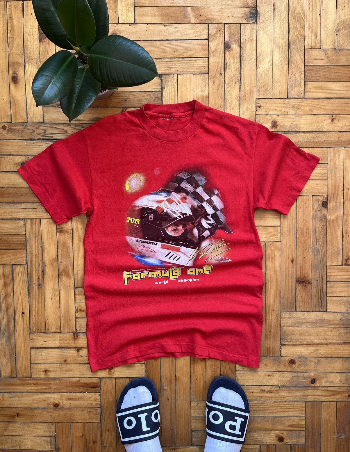 Vintage Vintage F1 Michael Schumacher Racing T-shirt Size US S / EU 44-46 / 1 - 1 Thumbnail