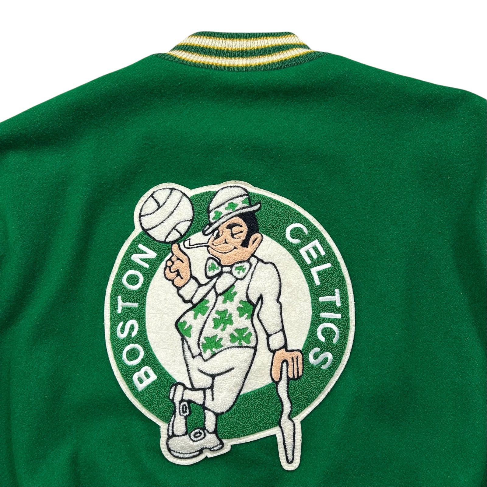 NBA VTG 90s BOSTON CELTICS DELONG VARSITY WOOL LEATHER JACKET Size US L / EU 52-54 / 3 - 3 Thumbnail