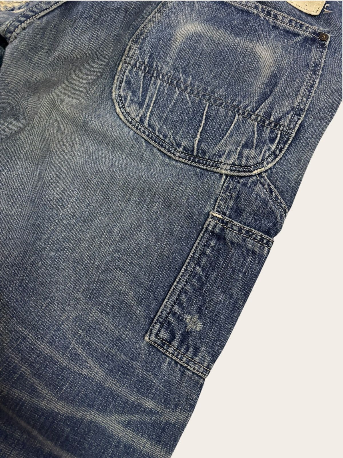 KOJIMA GENES Vtg Japan John Bull Selvedge Carpenter Buckle Distress Jeans Size US 32 / EU 48 - 11 Thumbnail