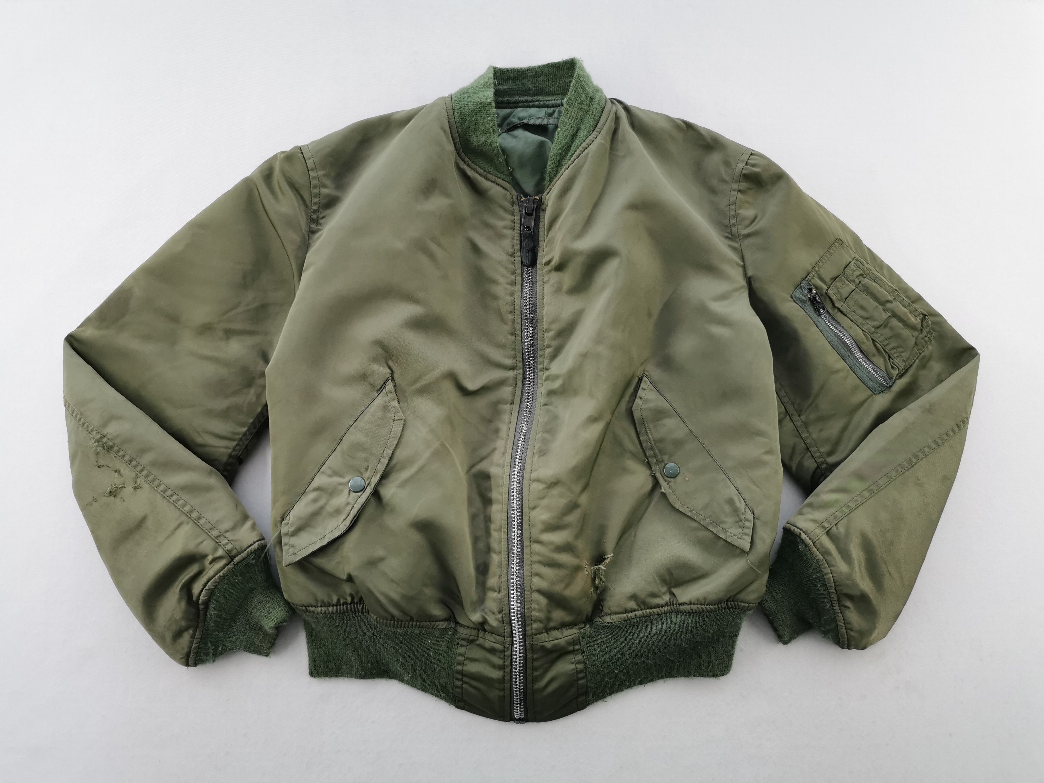 Vintage Distressed Vintage 80s Ideal MA-1 Army Bomber Nylon Jacket Size US L / EU 52-54 / 3 - 4 Thumbnail