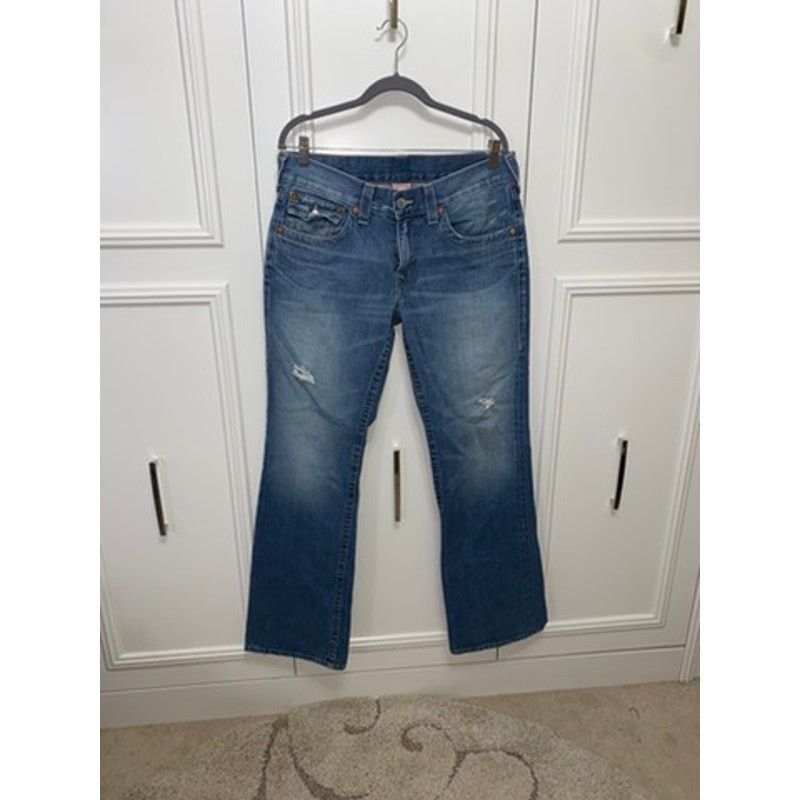True Religion True Religion Men's Blue Straight Jeans Size 34 Distressed Size US 34 / EU 50 - 1 Thumbnail
