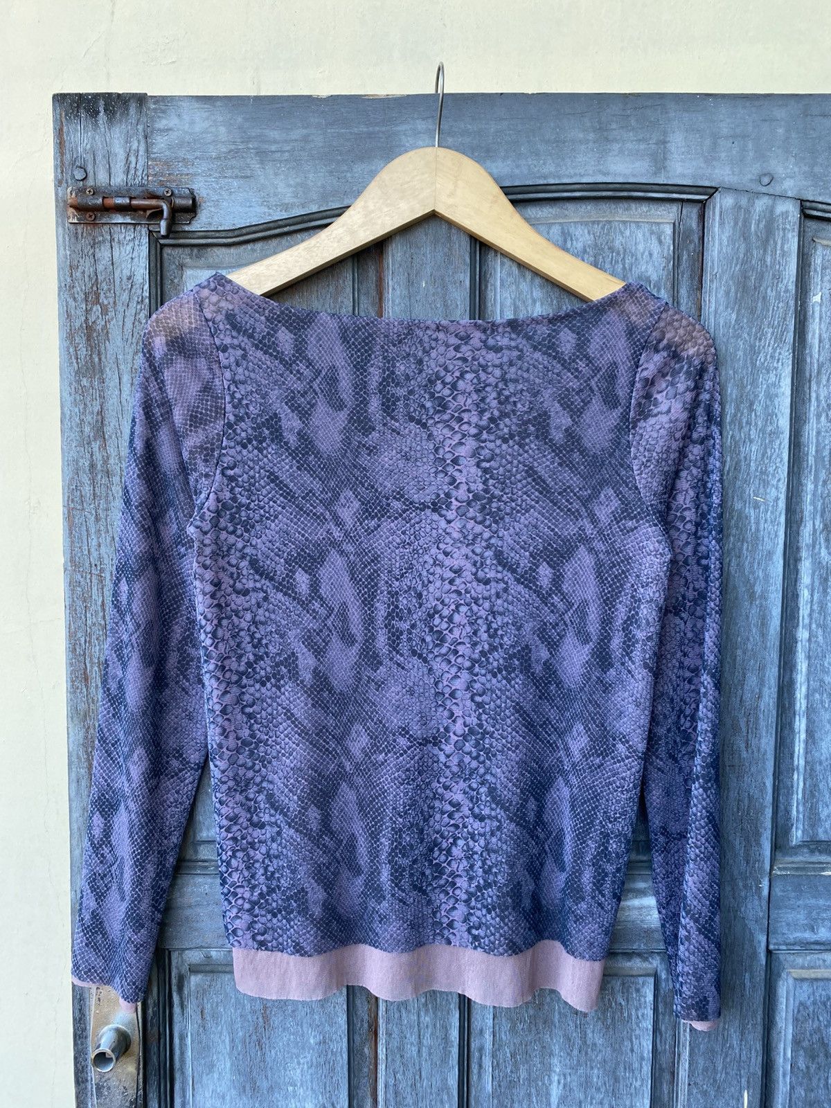 Vintage Vintage Purple Snake Print Mesh Long Sleeve Top Japanese Size XS / US 0-2 / IT 36-38 - 2 Thumbnail