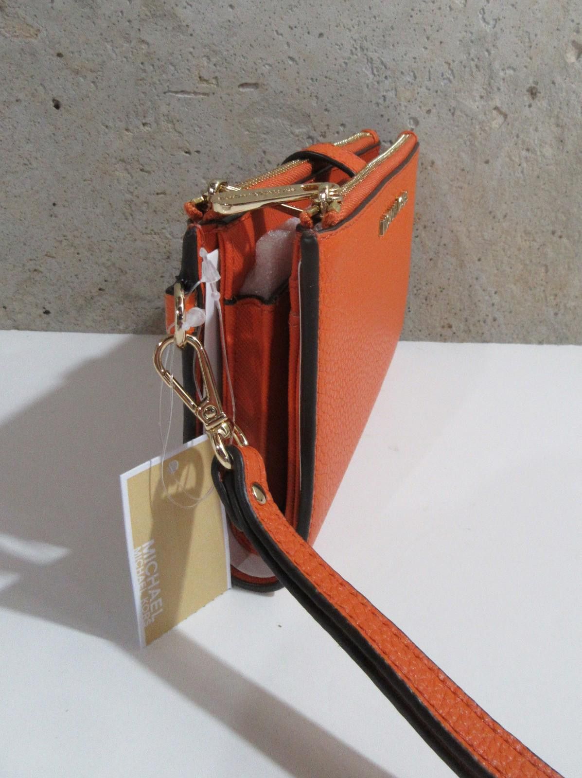 Michael Kors Michael Kors Jet Set Travel Double Zip Wristlet Tangerine Size ONE SIZE - 6 Thumbnail