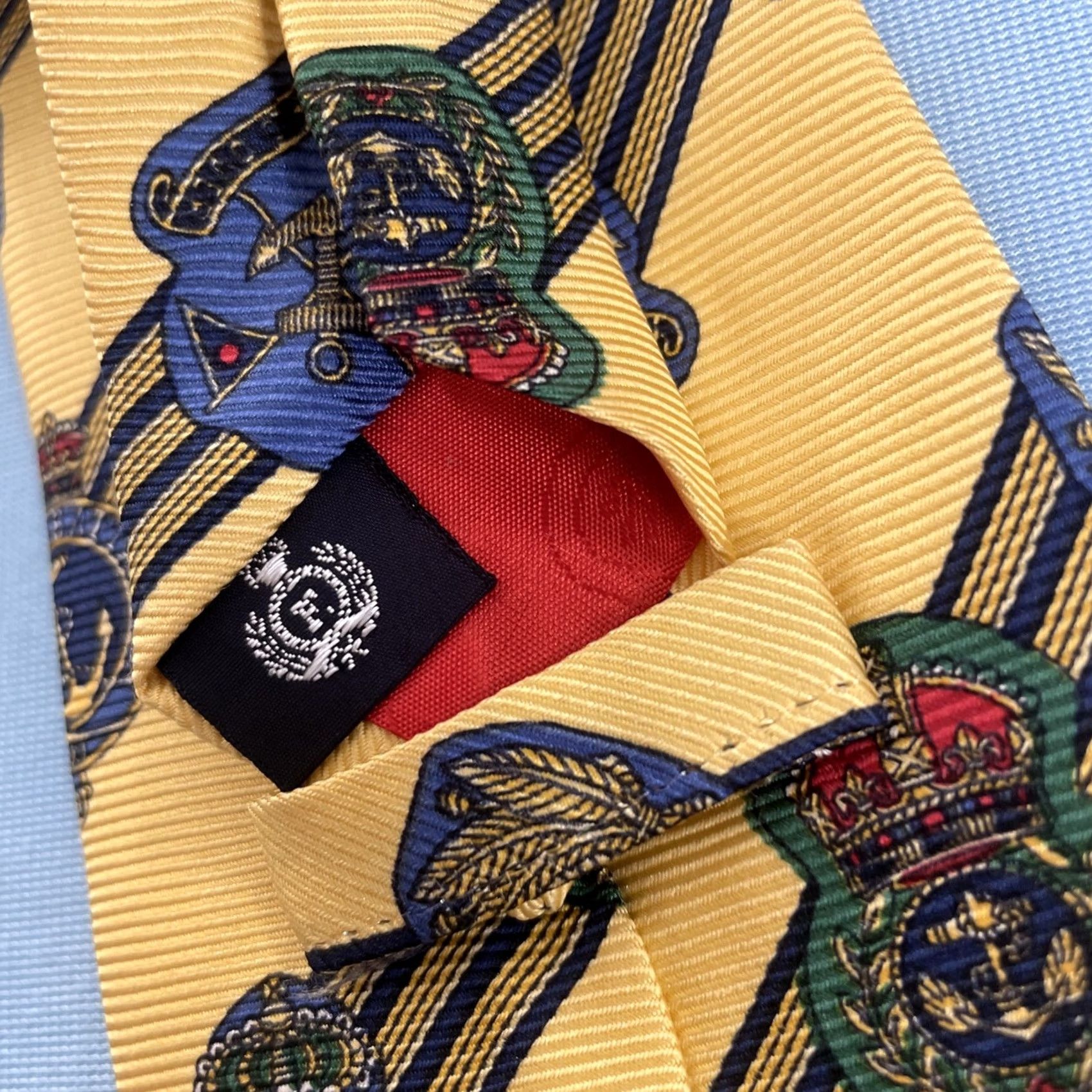 Faconnable VINTAGE Façonnable Silk Tie Yacht Nautical Crest France Yellow Blue Repp Tie 60" Neckwear Men Silk Woven Tie" Size ONE SIZE - 7 Thumbnail