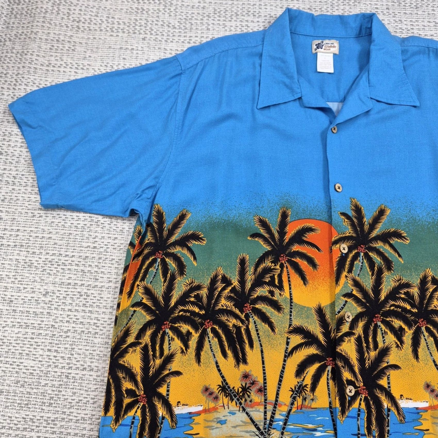 Cherokee Cherokee Button Up Shirt Mens Large Waikiki Hawaiian Sunset Aloha Short Sleeve Blue 80s 90s Beach Tropical Shirt Mens L Size US L / EU 52-54 / 3 - 3 Thumbnail